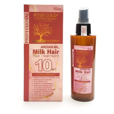 قیمت ، خرید و طرز استفاده اسپری شیر مو آرگان رزگلد Rose Gold مدل میلک هیر Milk Hair حجم 150 میل