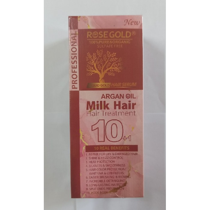 قیمت ، خرید و طرز استفاده اسپری شیر مو آرگان رزگلد Rose Gold مدل میلک هیر Milk Hair حجم 150 میل