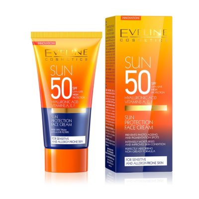 کرم ضد آفتاب بی رنگ اولاین Eveline اصل SPF50 برای پوست حساس