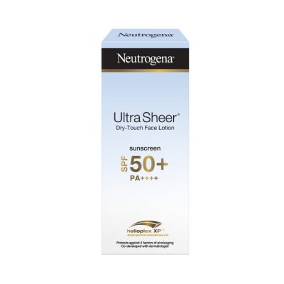 قیمت،خرید و طرز استفاده از لوسیون ضد آفتاب نوتروژینا (نیتروژنا) Neutrogena مدل اولترا شیر +Ultra Sheer SPF 50 حجم 30 میل بی رنگ